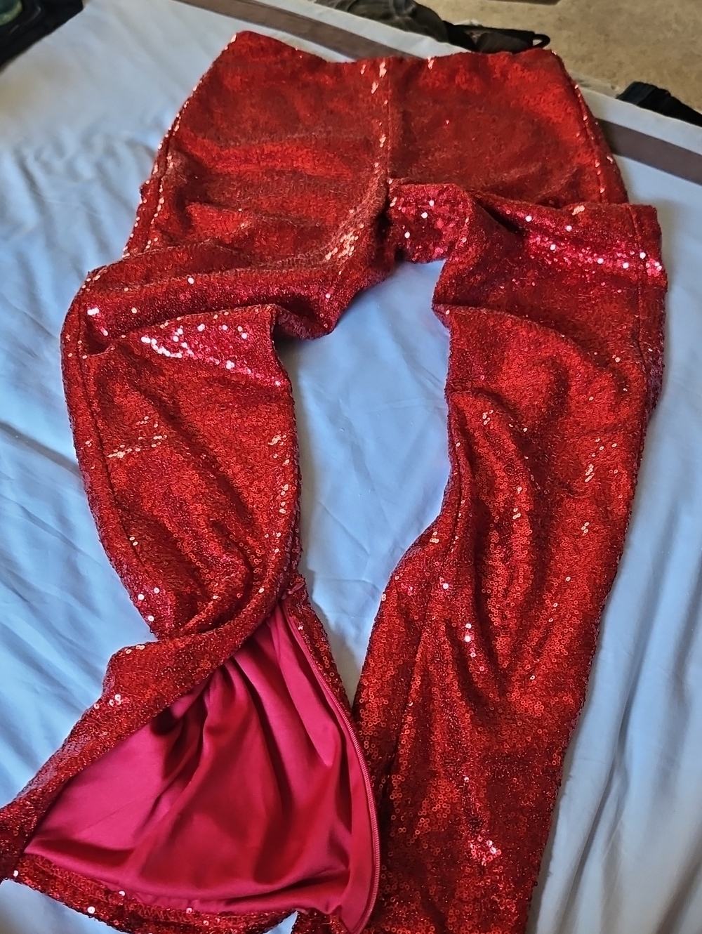 Forever 21 Red Sequin Skinny Pants.